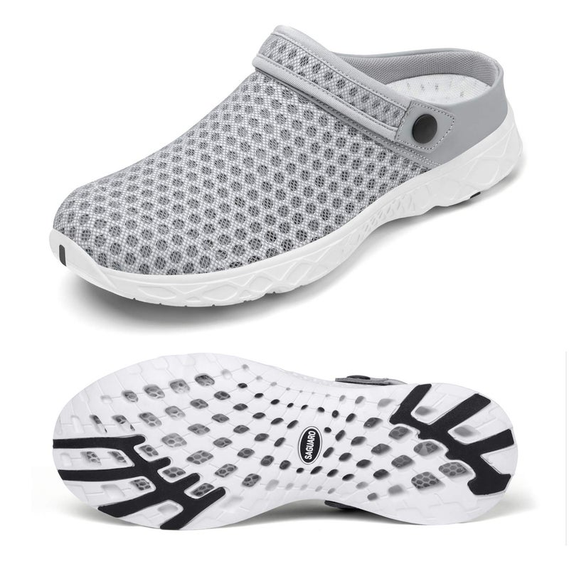 SAGUARO Men's Women's Quick Dry Garden Shoes Lightweight Breathable Gardening Clog Water Shoes Mesh Sandals for Sports Outdoor Beach Pool Exercise Grey 12.5 Women/10.5 Men - Image 1